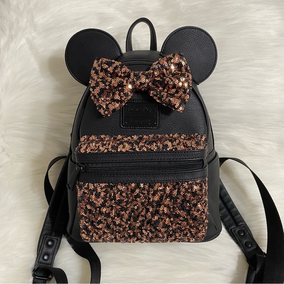 NEW Minnie Mouse Sequined Mini Backpack by Loungefly – Belle Bronze - Picture 2 of 12